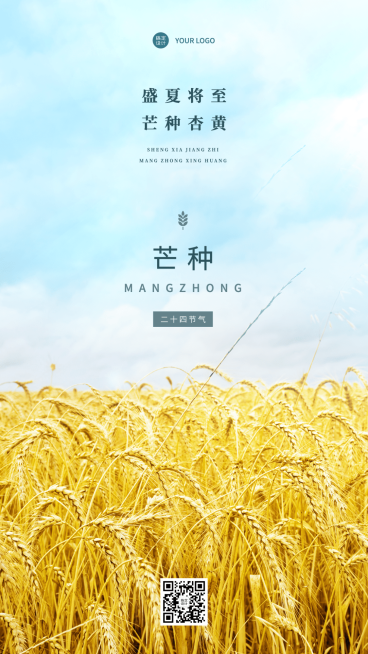 芒种节气祝福排版手机海报预览效果