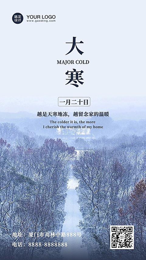 大寒节气问候祝福实景手机海报
