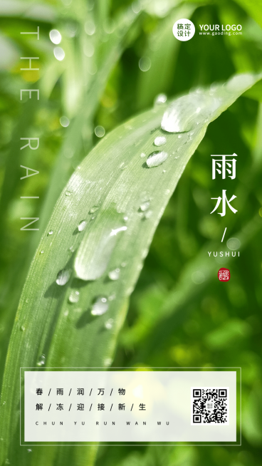 雨水节气祝福排版手机海报预览效果