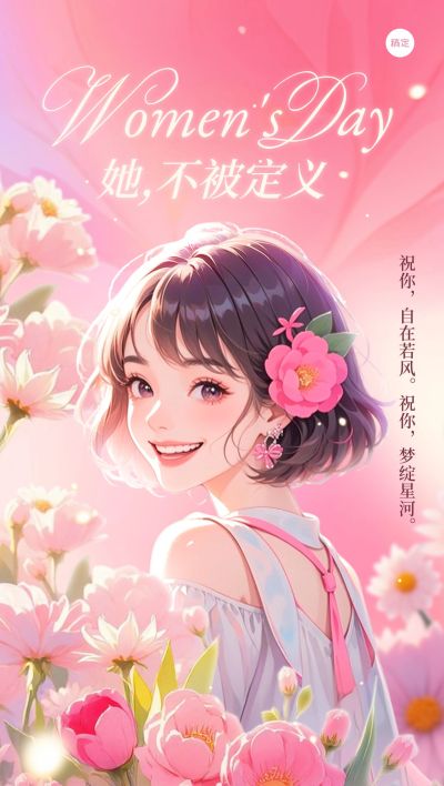 三八妇女节唯美感插画女性海报AIGC