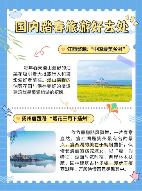 春季旅游地婺源扬州推荐攻略小红书配图预览效果