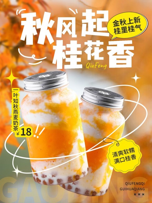 餐饮秋季奶茶营销新品上市小红书配图预览效果