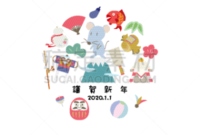 贺卡,新年前夕,绘画插图,护身符,鼠,形状,圣伯纳犬,公亩,圆形,布置