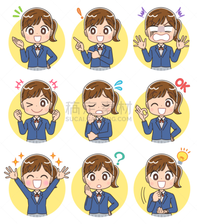 彩色运动茄克,多样,女人,面部表情,制服,女生,高处,青年女人,女高中生,儿童