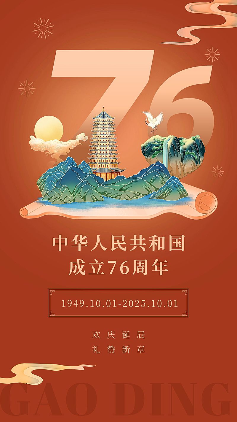 国庆节节日祝福手机海报