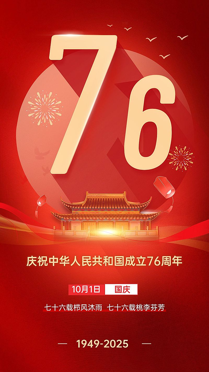 国庆节节日祝福手机海报