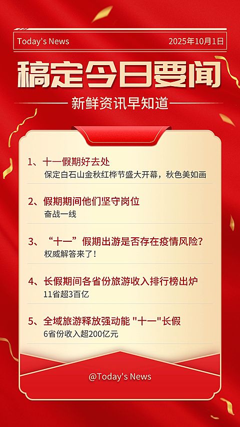 十一国庆融媒体热点资讯手机海报