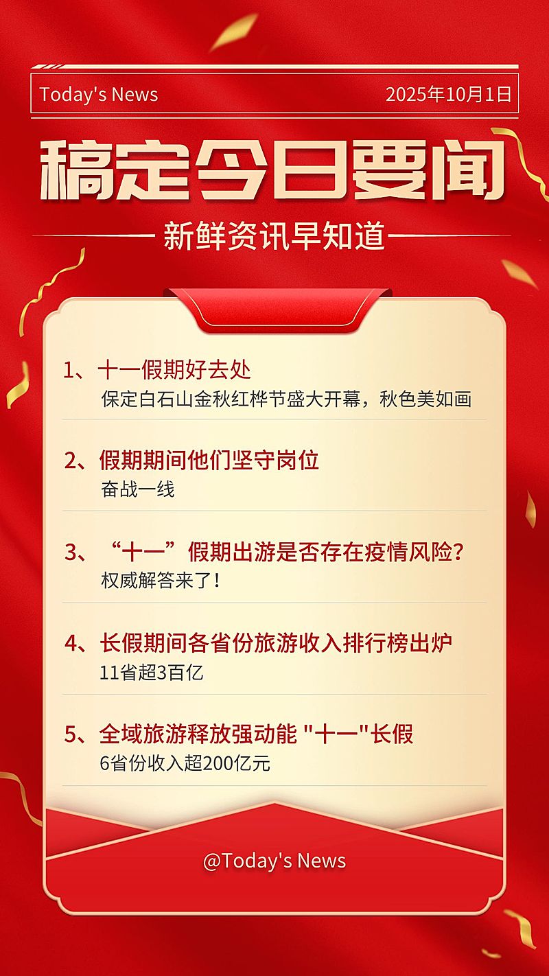 十一国庆融媒体热点资讯手机海报