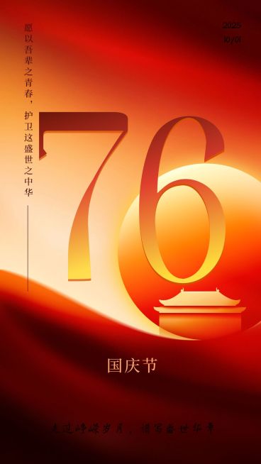 国庆节祝福渐变简约商务手机海报预览效果