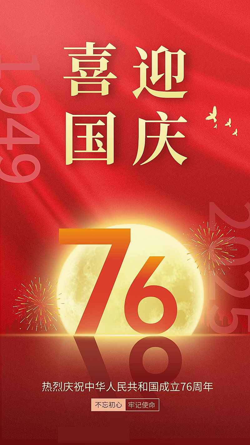 国庆节节日祝福排版手机海报