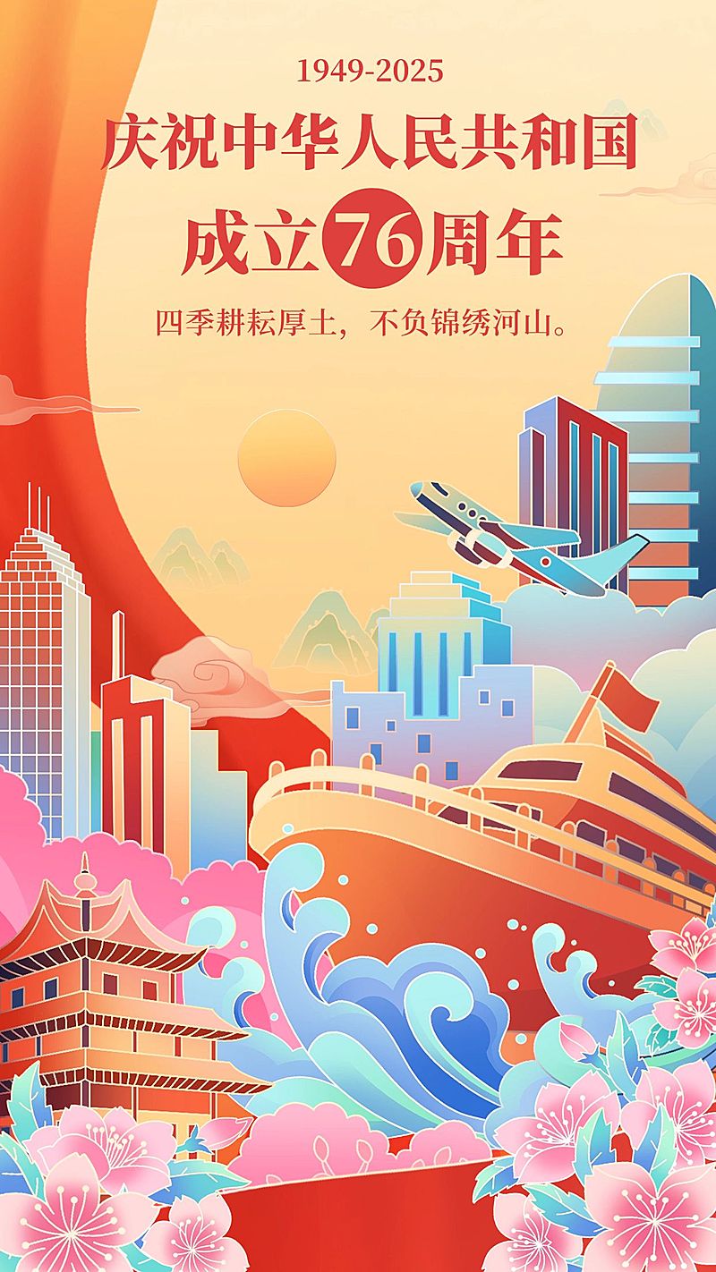 国庆节节日祝福手机海报