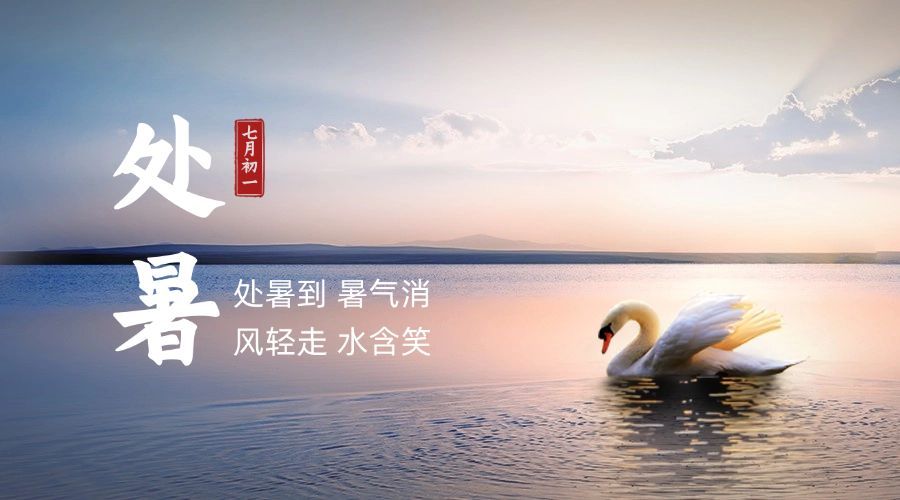 处暑节气问候祝福实景横版海报预览效果