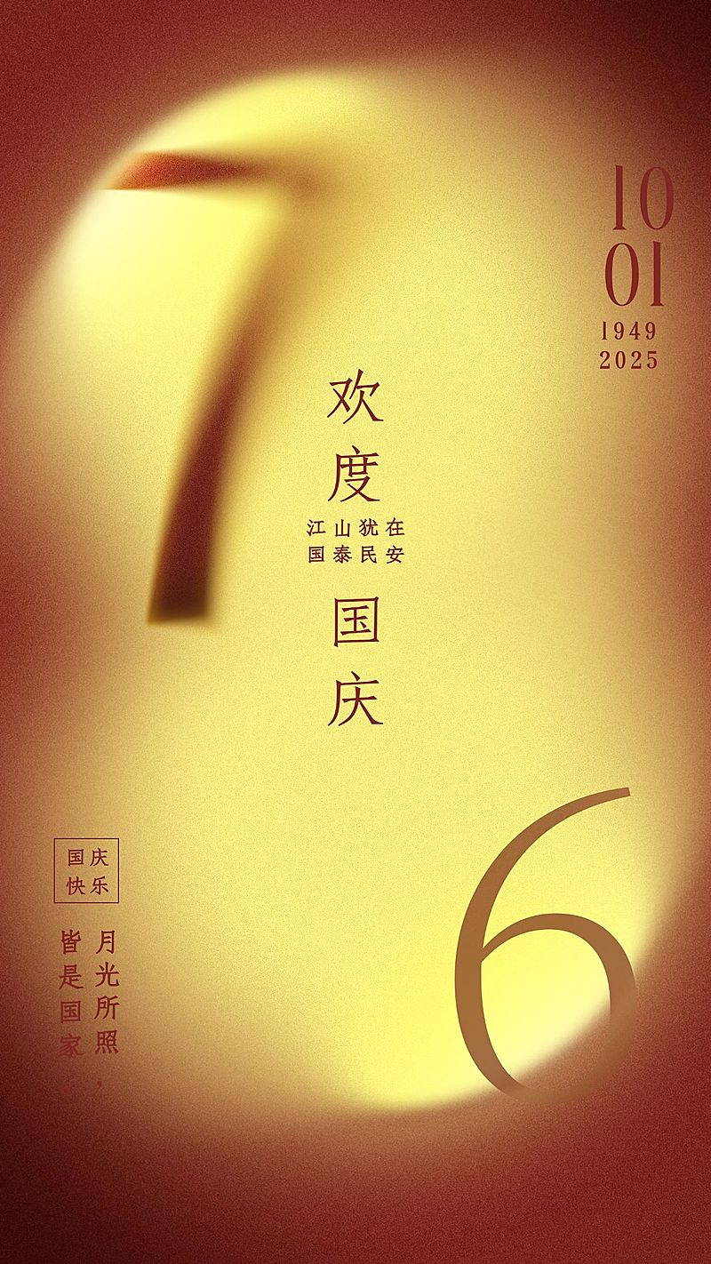 国庆节祝福大字手机海报