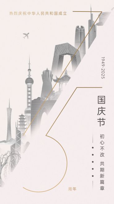 国庆节周年祝福文艺海报预览效果