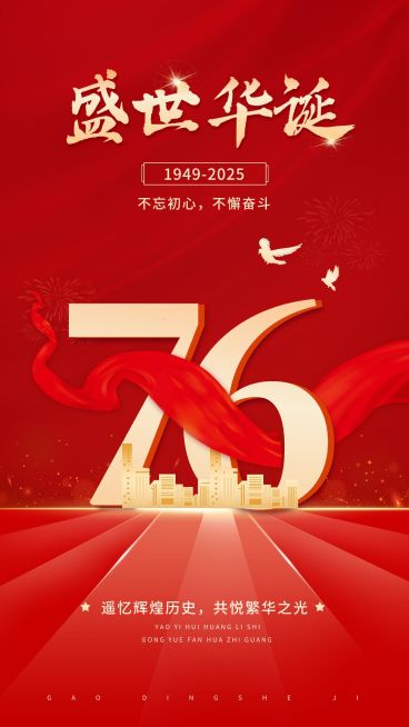 国庆节节日祝福排版手机海报预览效果