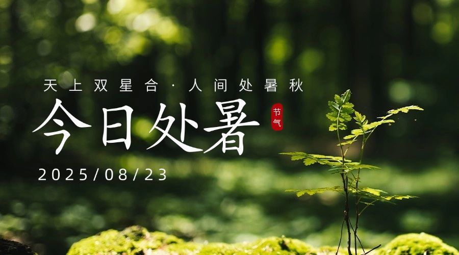 处暑节气祝福问候实景横版海报预览效果