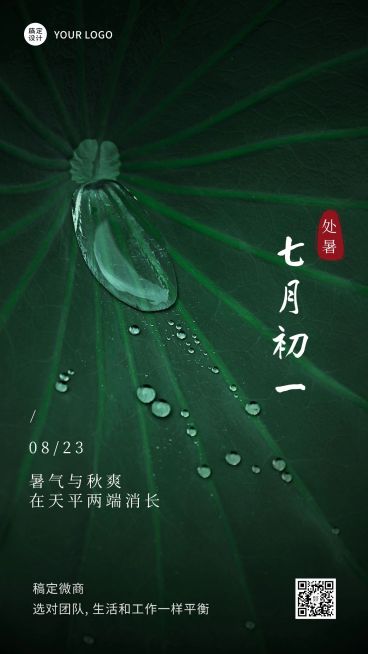 处暑微商节气祝福实景手机海报预览效果