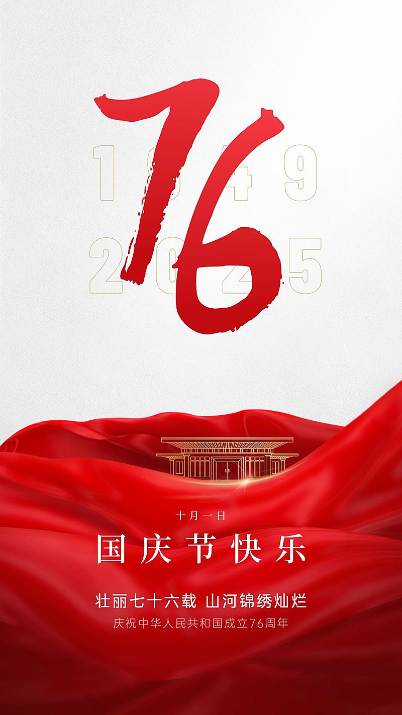 国庆节节日祝福手机海报