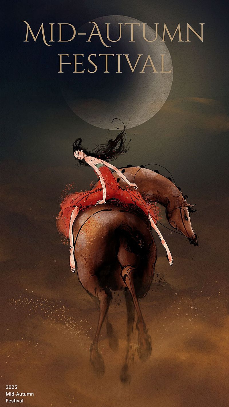 中秋节节日祝福水墨中国风手机海报