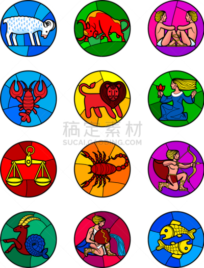 圆形,符号,图标集,天秤座,箭术,水瓶座,摆拍,直的,双鱼座,流动