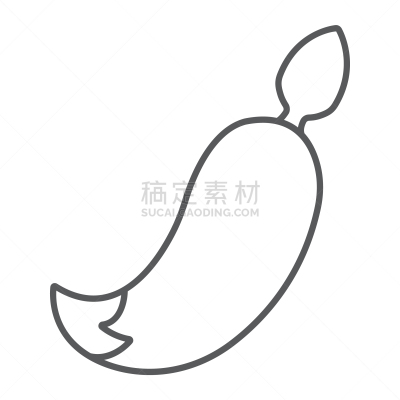 尾巴,细的,下水塞,线图标,强迫性的,分离着色,轮廓,白色