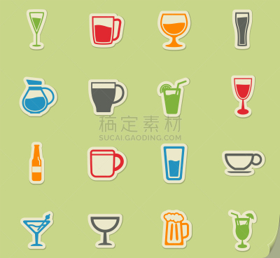 玻璃杯,杯,符号,白色,黑色,图像,矢量,分离着色,日出