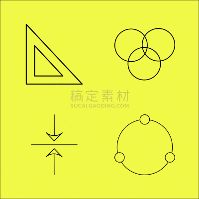 直的,图标集,矢量,三角板,图像,标志,石洞壁画,分享