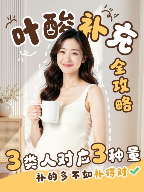 母婴亲子孕产叶酸补充攻略指南分享人像小红书封面预览效果