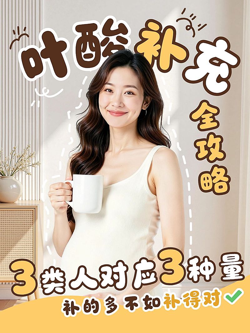 母婴亲子孕产叶酸补充攻略指南分享人像小红书封面