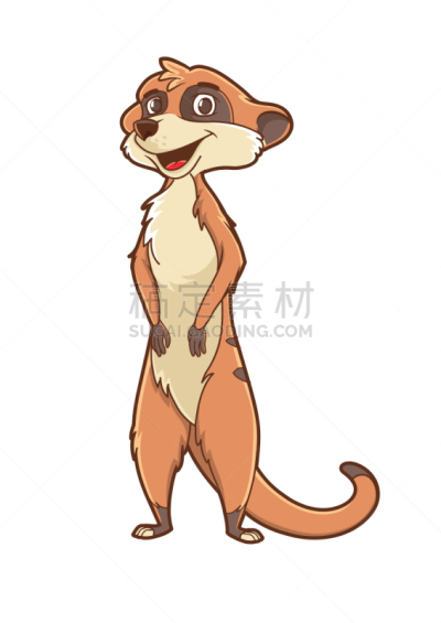 海岛猫鼬,卡通,垂直画幅,图像,绘画插图,野外动物,性格,幽默
