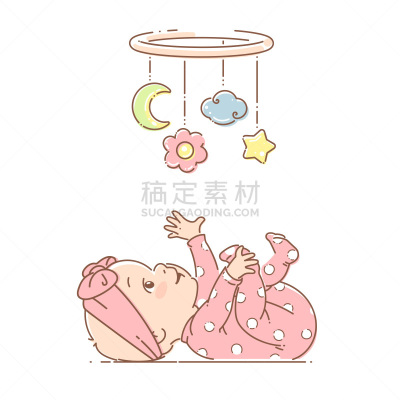女婴,玩具,小的,移动式,在下面,就寝时间,活力,安静,背景分离,月