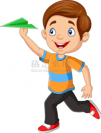 男孩,进行中,纸飞机,快乐,可爱的,旅途,折纸工艺,玩具,小的,休闲
