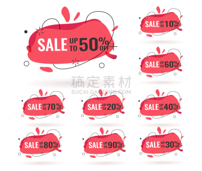 模板,证章,标签,分离着色,商务,红色,百分比号,促销,布置,关闭