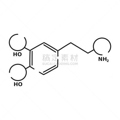多巴胺,计算机图标,矢量,扁平化设计,黑色,直的,酸,生物学,羟色胺,健康保健