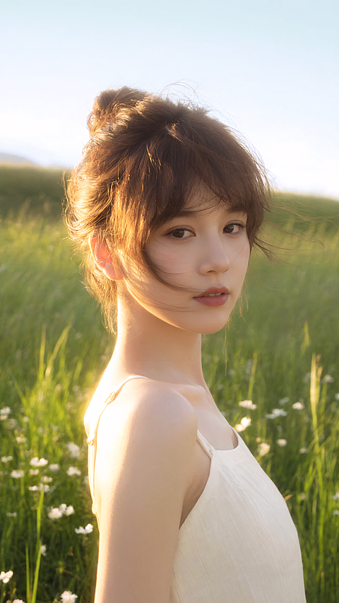 人物系列唯美感写实阳光下女生回眸人像图片