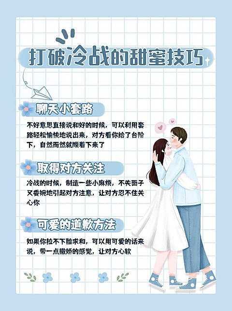 简约插画情侣情感博主攻略干货小红书配图