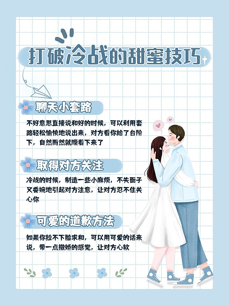 简约插画情侣情感博主攻略干货小红书配图