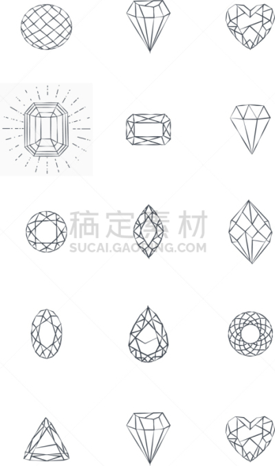 分离着色,图标,钻石,白色背景,华贵,球座,模板,复古
