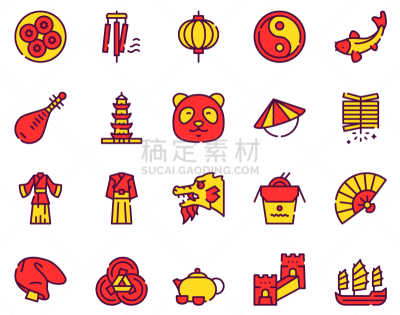 矢量,计算机图标,彩色图片,舞台,直的,灯笼,阴阳符,一个物体,背景分离,北京