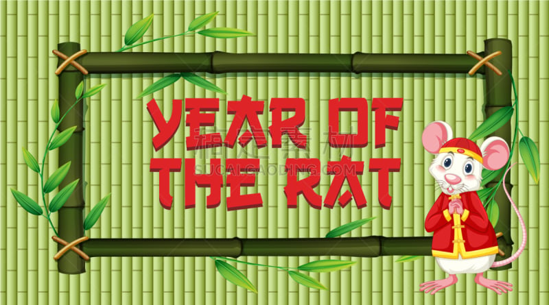 happy new year background design with rat