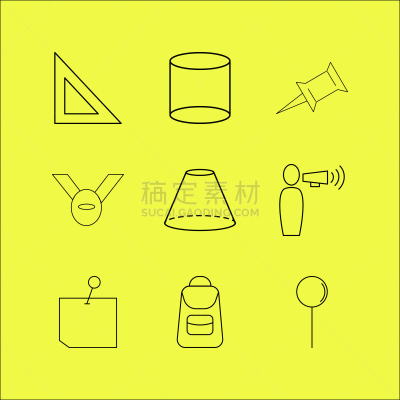 轮廓,直的,图标集,计算机图标,圆柱体,图像,矢量,石洞壁画,教育