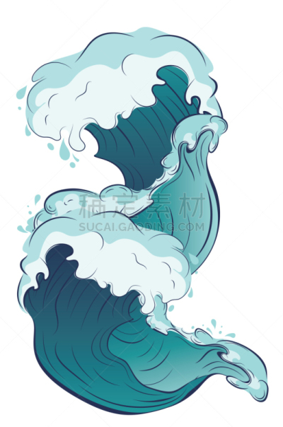 波浪,海洋,紧迫,卷着的,海啸,暴风雨,夏天,弯曲,流动,复古