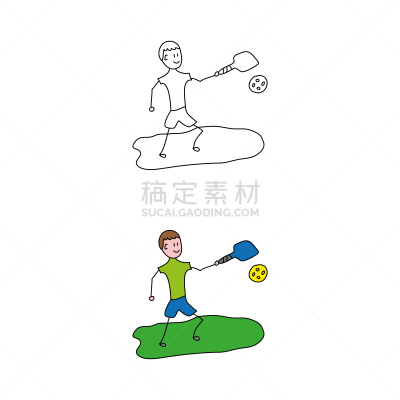 人,可爱的,球,运动,匈牙利,儿童,草图,绘画插图,卡通,进行中