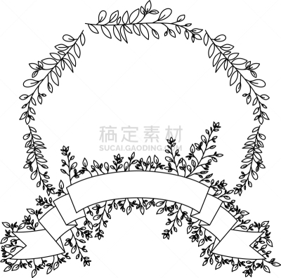 圆形,王冠,叶子,缎带,边框,华丽的,摆拍,清新,植物群,自然美