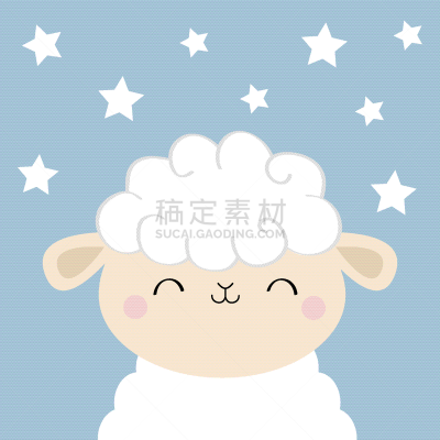 绵羊,动物头,似人脸,羊羔,卡通,白色,夜晚,分离着色,可爱的,睡觉
