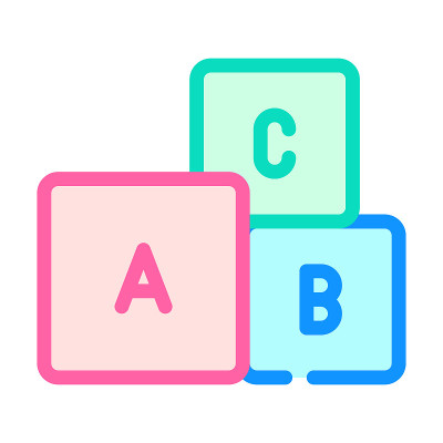 字母立方体颜色图标矢量插图