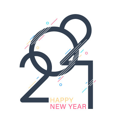 2021年新年快乐。黑色纸数字与亮片新年横幅与2021数字黑暗向量假日发光插图。