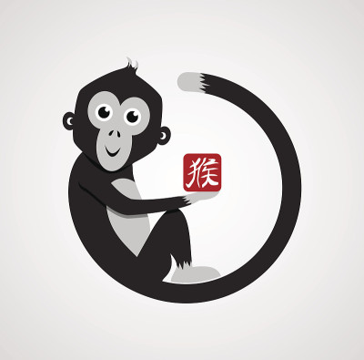 2016年春节概念黑白色可爱