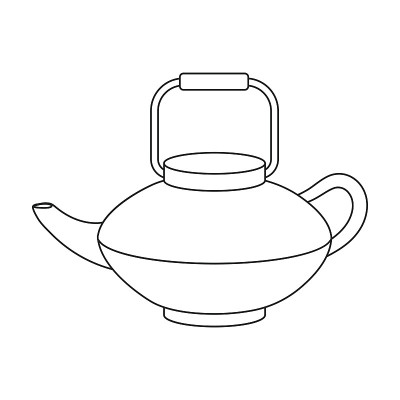 Tetsubin图标在轮廓风格孤立在白色背景。寿司符号股票矢量插图。