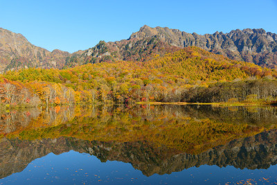 Togakushi的池塘在秋天